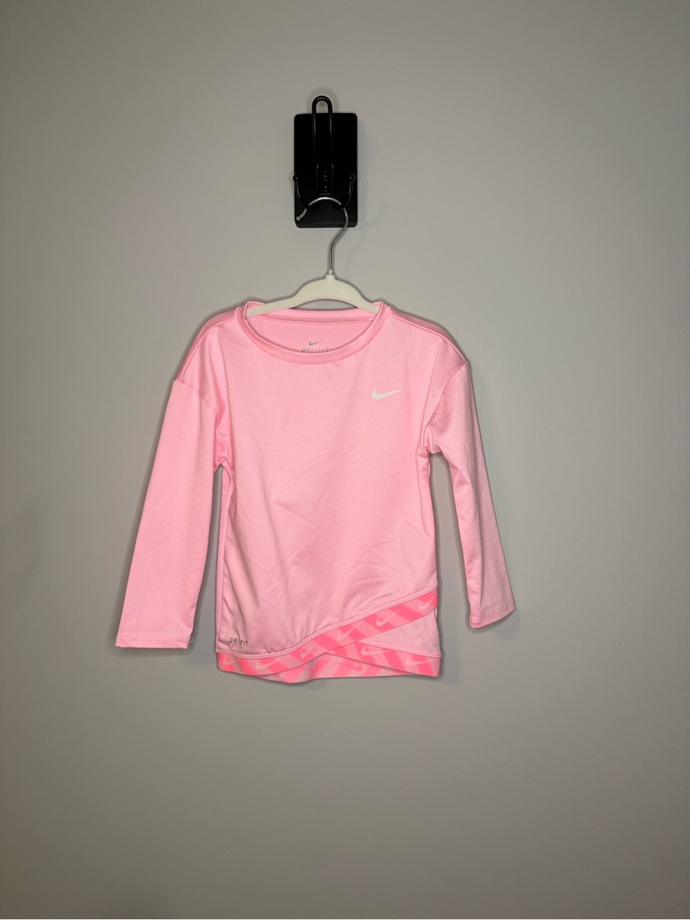Nike Dri-FIT Girls/Toddler Long-Sleeve Crossover Tunic/Active Top Pink Size 24M